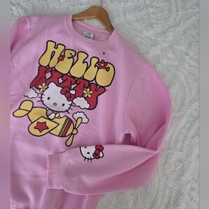 Hello Kitty Crewneck Graphic Sweatshirt Unisex Size M NWT Pink Cotton Blend